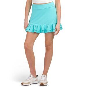 G LIFESTYLE Turquoise Upf 50 Tiered Ruffle Skort